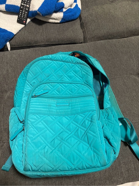 Vera Bradley Handbags - Vera Bradley Quilted Teal Fabric Backpack Zipper Closure Women One Size